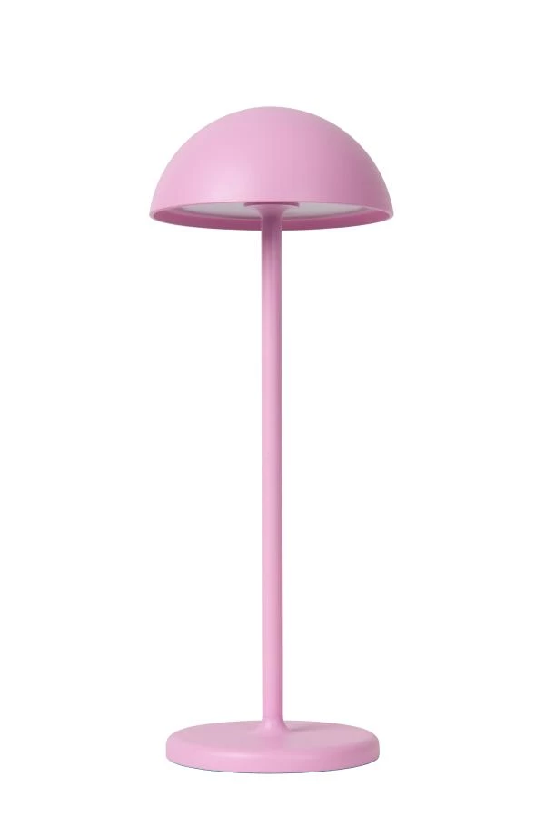 Lucide JOY - Lampe de table Rechargeable Intérieur/Extérieur - Batterie/Piles - Ø 12 cm - LED Dim. - 1x1,5W 3000K - IP54 - Rose - éteint